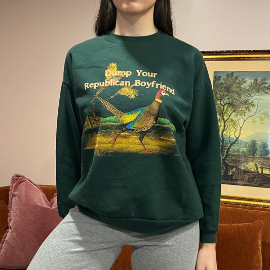 DUMP YOUR REPUBLICAN BOYFRIEND animal crewneck with orange text (L)