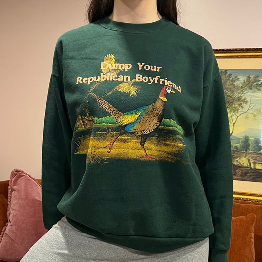 DUMP YOUR REPUBLICAN BOYFRIEND animal crewneck with orange text (L)