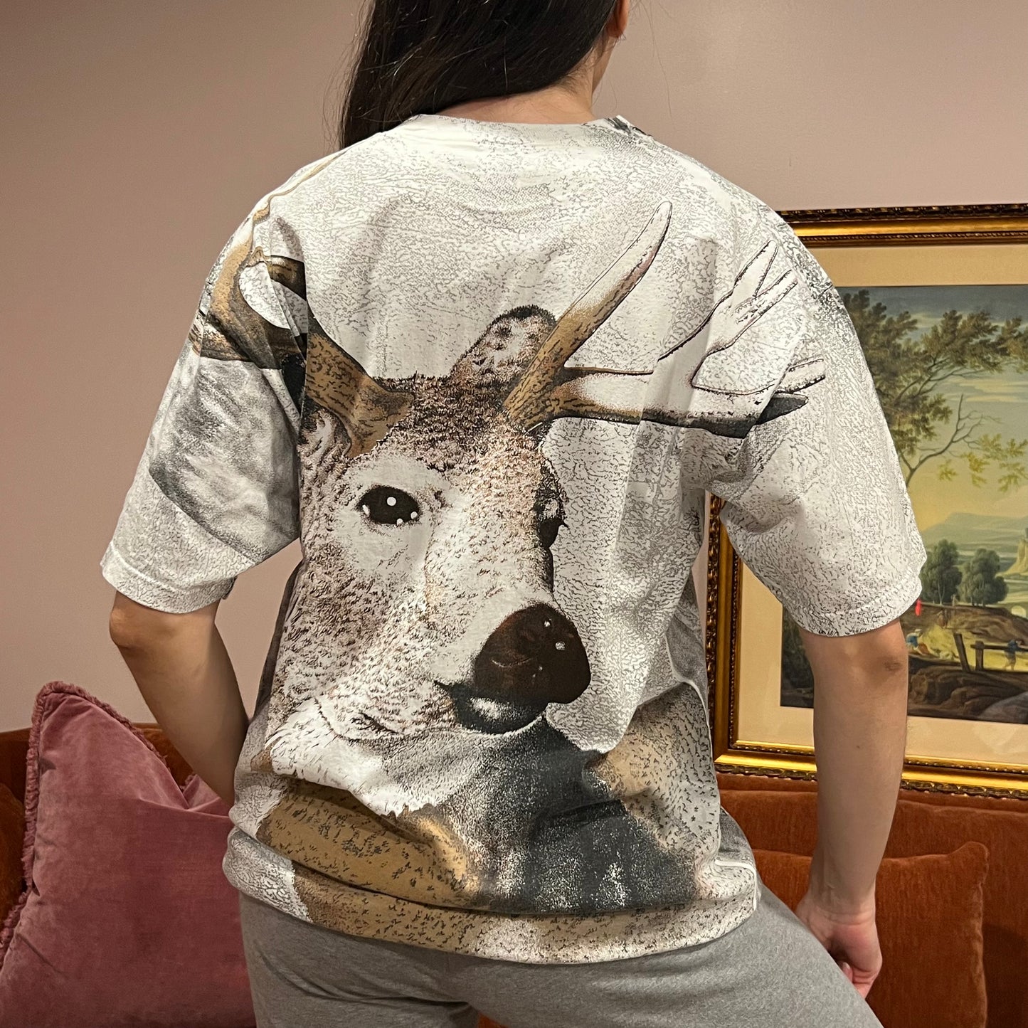 DIVORCE YOUR REPUBLICAN HUSBAND deer t-shirt with pink text (XL)
