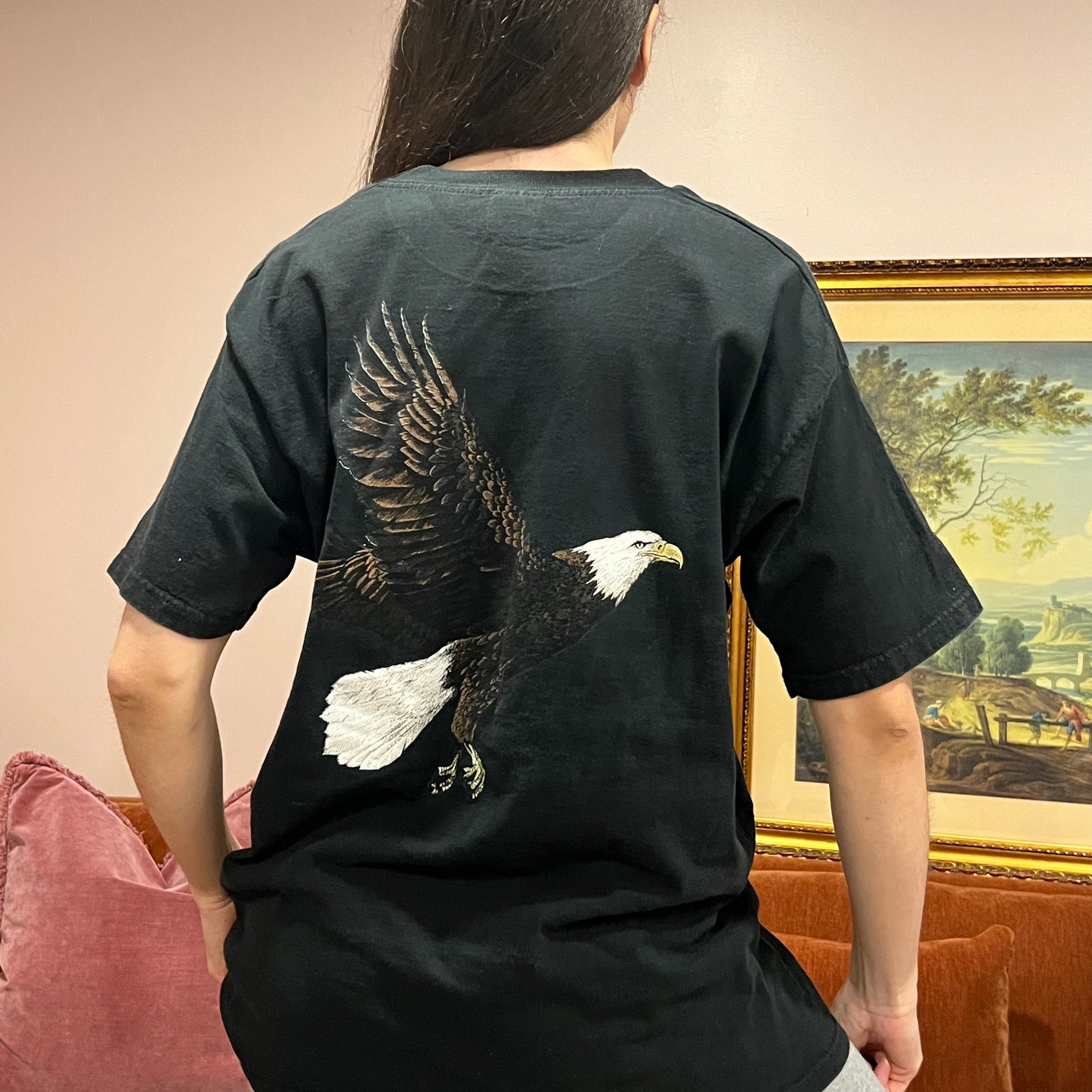 DIVORCE YOUR REPUBLICAN HUSBAND eagle t-shirt with pink text (XL)