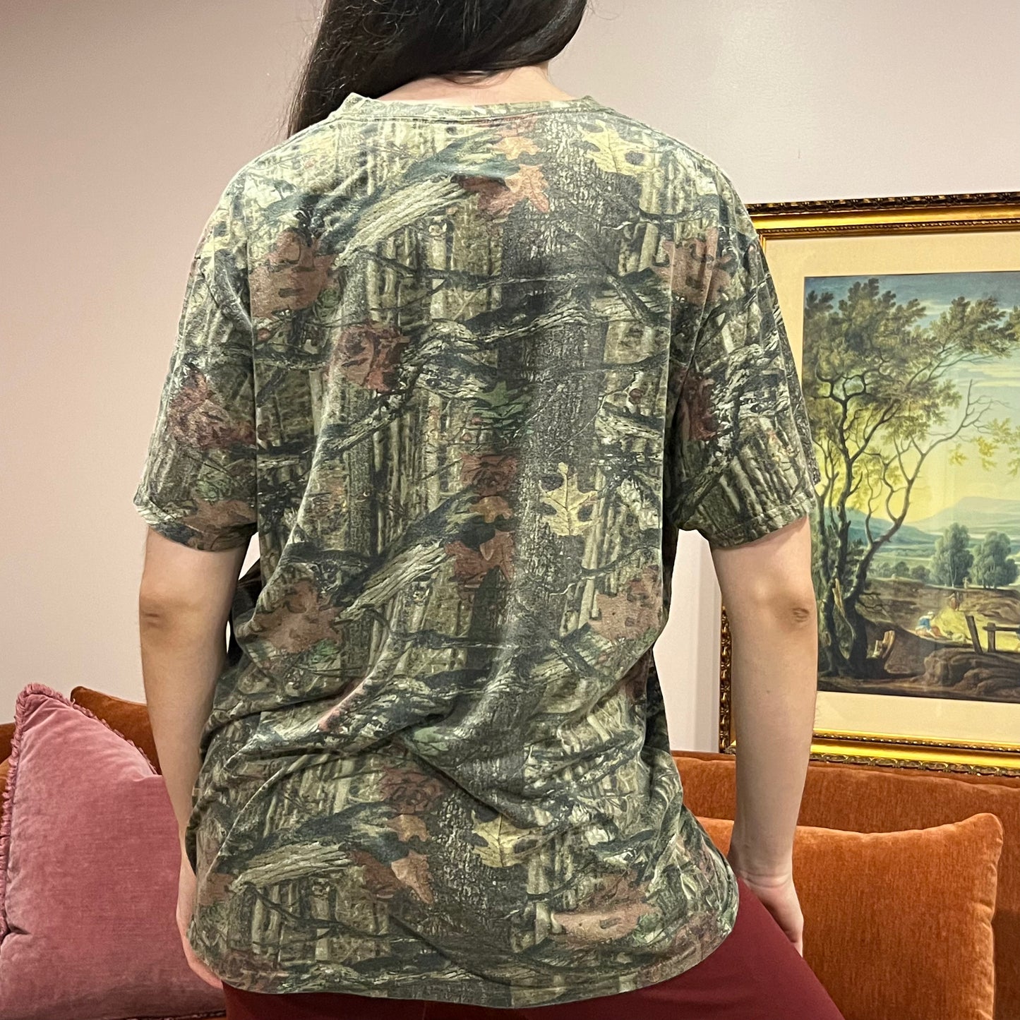 DUMP YOUR REPUBLICAN BOYFRIEND camo t-shirt with pink text (XL)