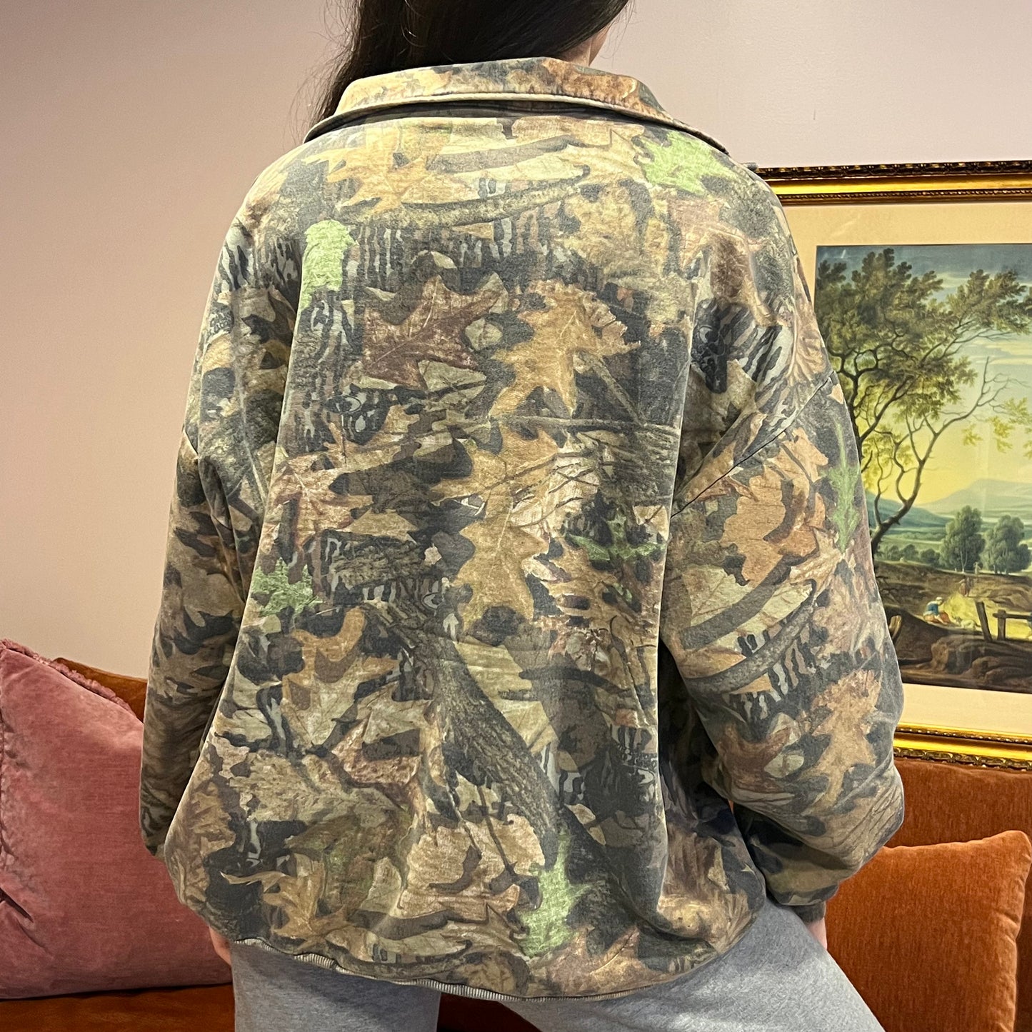 DUMP YOUR REPUBLICAN BOYFRIEND camo zip-up with orange text (2XL)