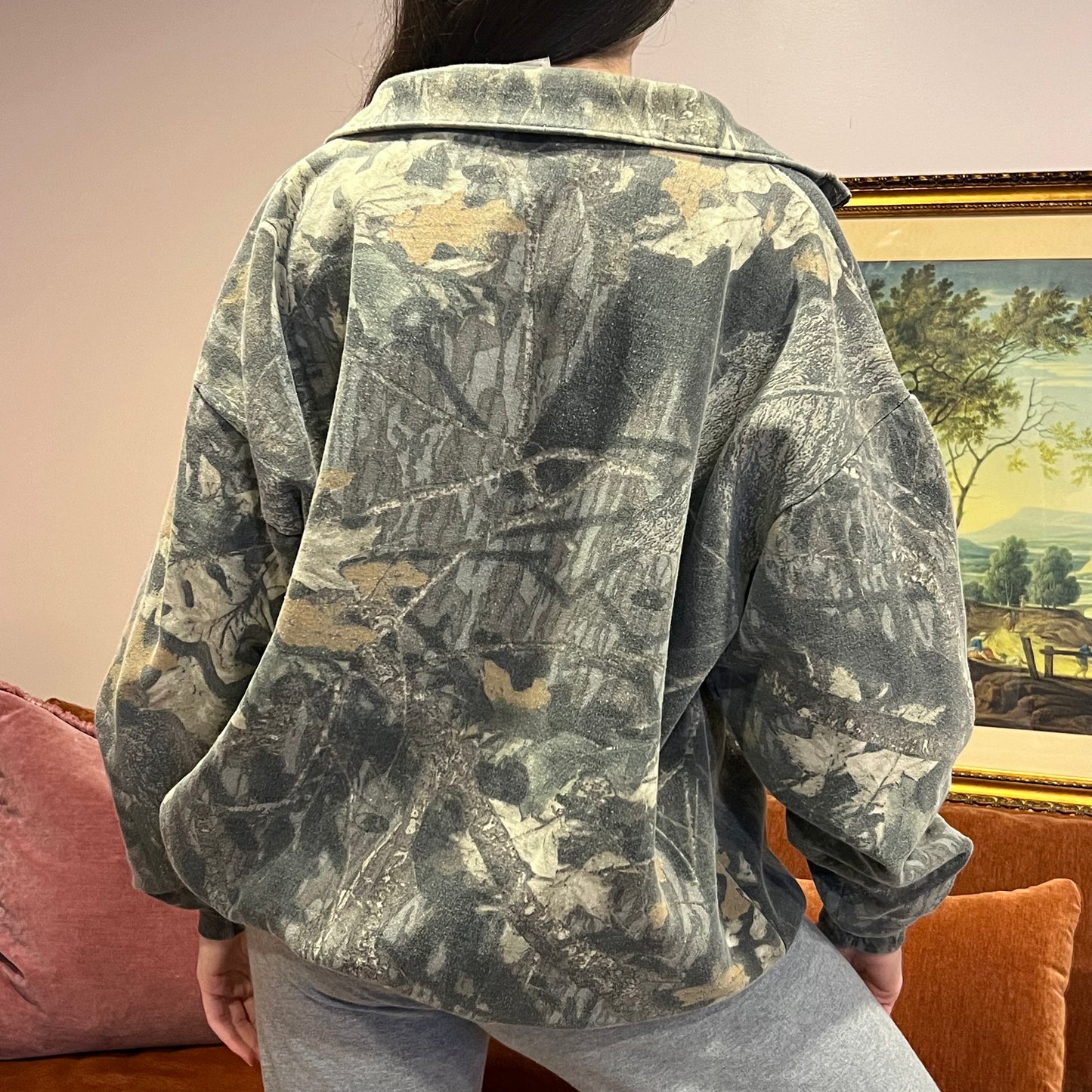 DUMP YOUR REPUBLICAN BOYFRIEND camo zip-up with orange text (2XL)