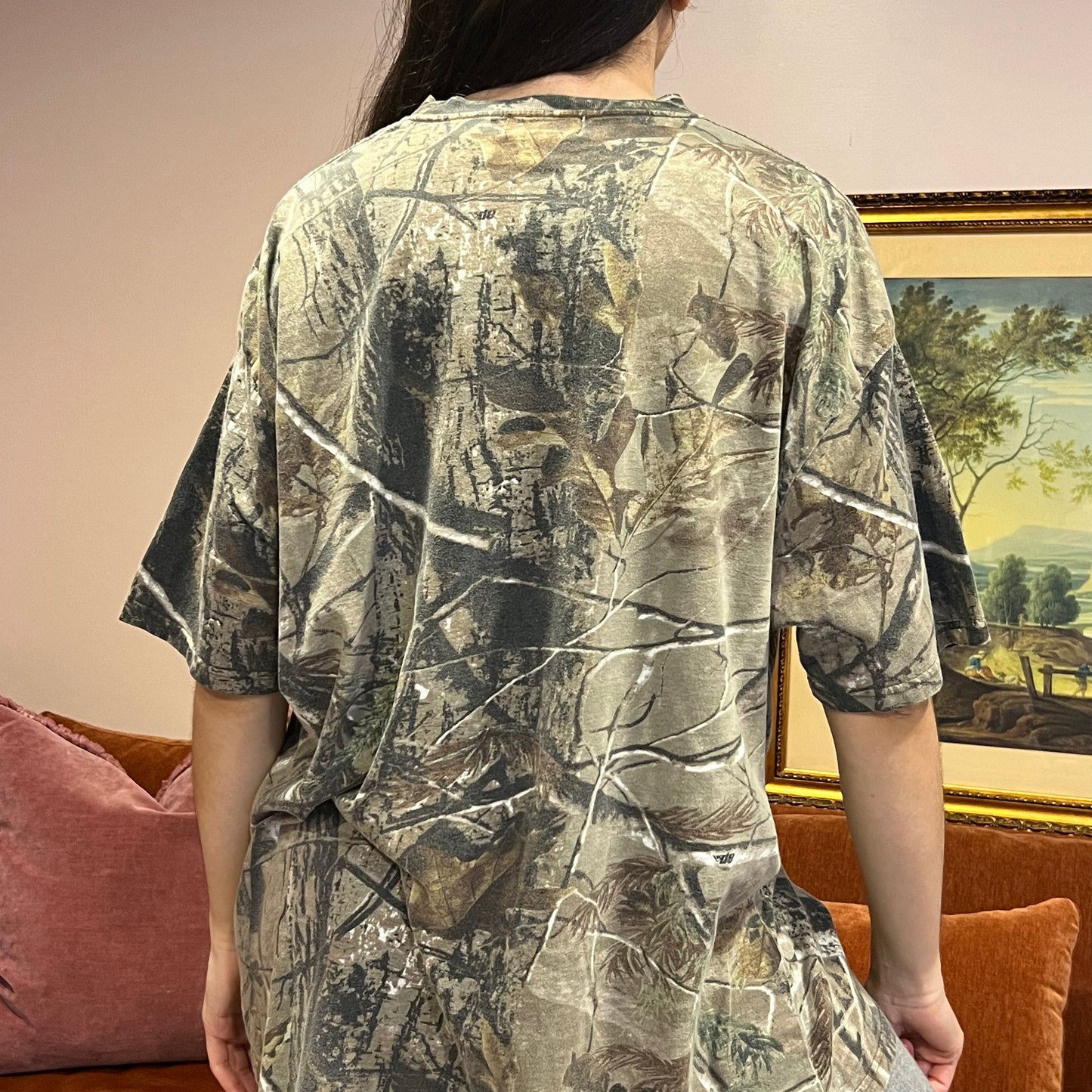 DUMP YOUR REPUBLICAN BOYFRIEND camo t-shirt with orange text (2XL)