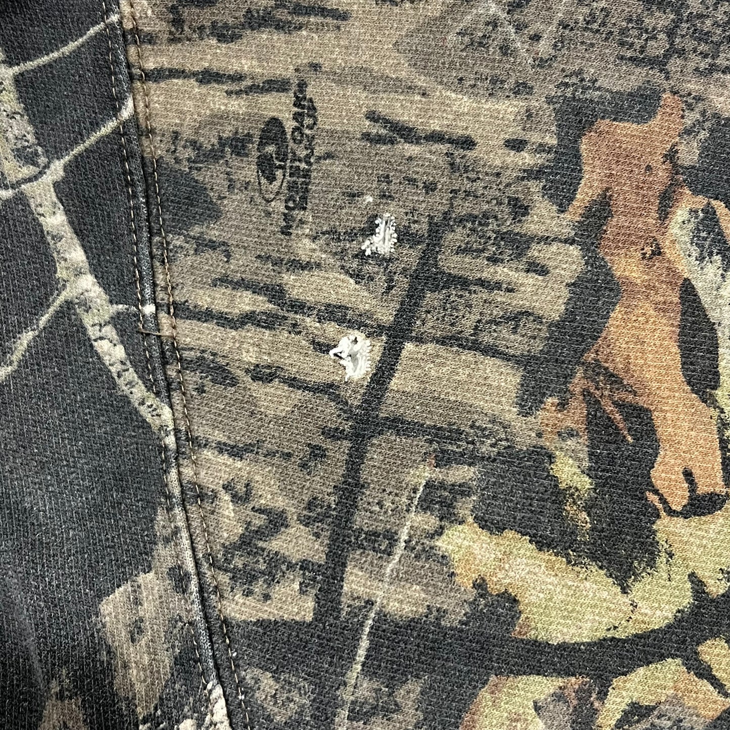 DIVORCE YOUR REPUBLICAN HUSBAND camo crewneck with orange text (L)