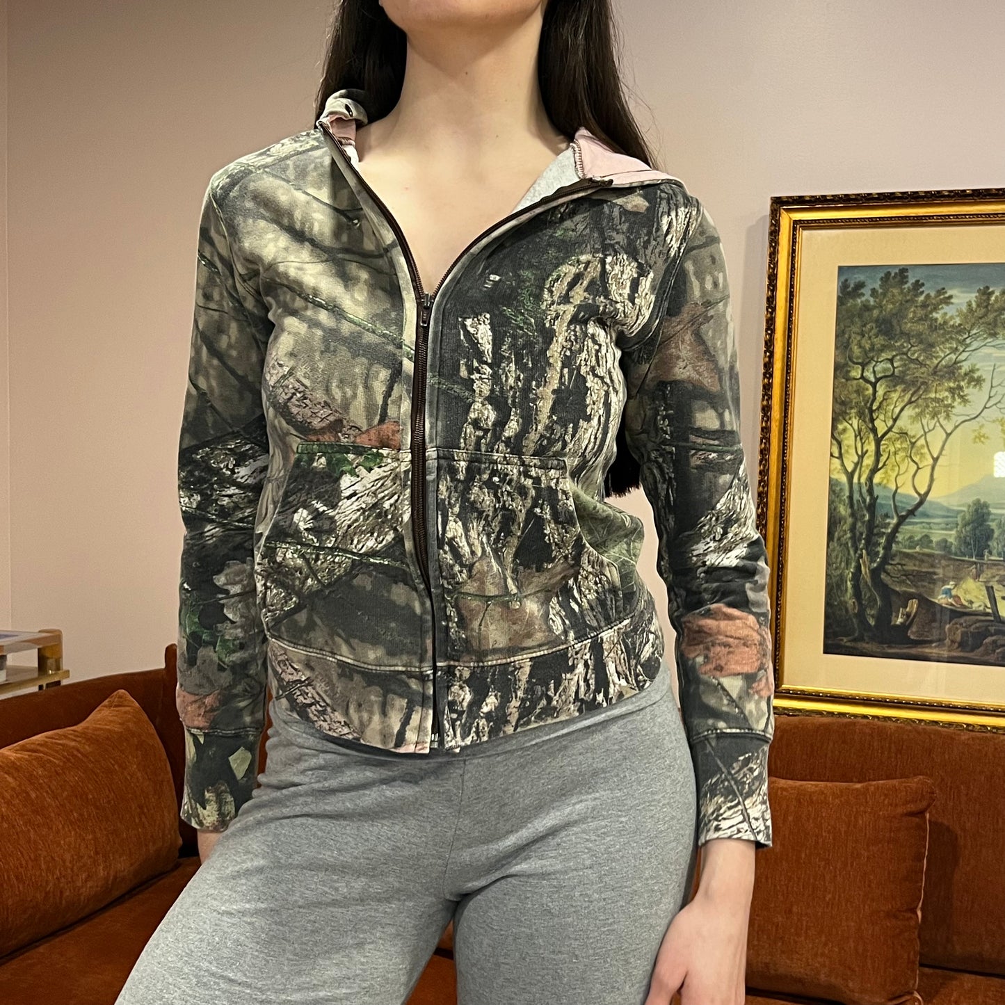 DUMP YOUR REPUBLICAN BOYFRIEND camo jacket with white text (XS)
