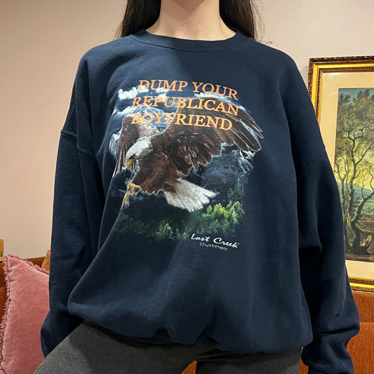 DUMP YOUR REPUBLICAN BOYFRIEND animal crewneck with orange text (2XL)