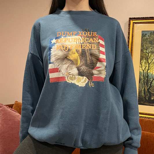 DUMP YOUR REPUBLICAN BOYFRIEND animal crewneck with orange text (2XL)