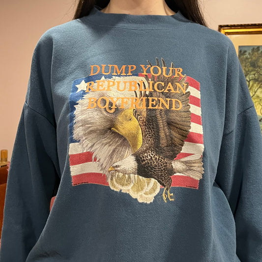DUMP YOUR REPUBLICAN BOYFRIEND animal crewneck with orange text (2XL)