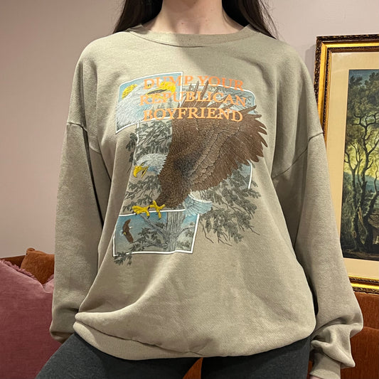 DUMP YOUR REPUBLICAN BOYFRIEND animal crewneck with orange text (2XL)