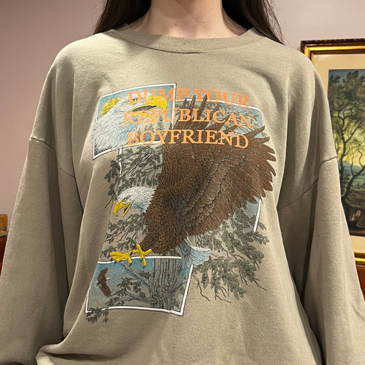 DUMP YOUR REPUBLICAN BOYFRIEND animal crewneck with orange text (2XL)