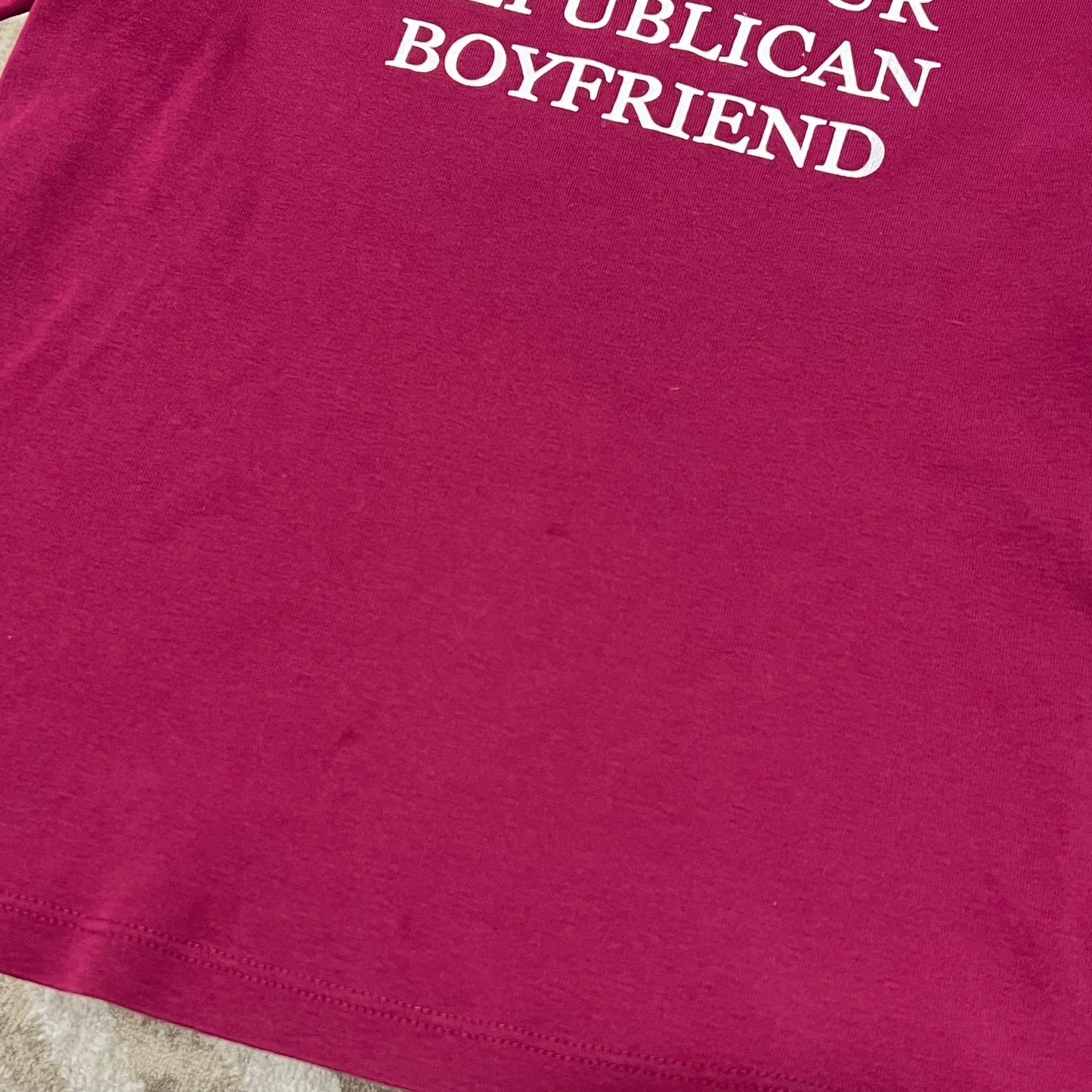 DUMP YOUR REPUBLICAN BOYFRIEND purple long sleeve t-shirt with white text (S)