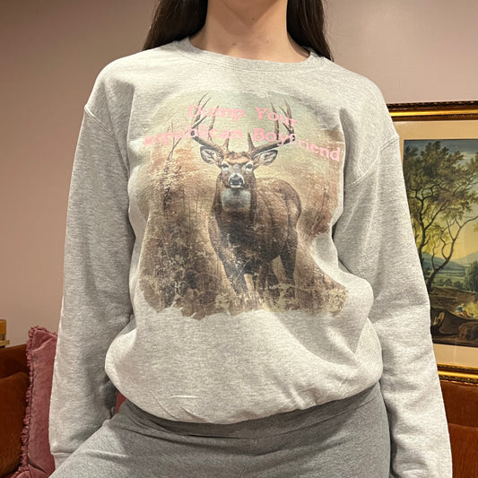 DUMP YOUR REPUBLICAN BOYFRIEND animal crewneck with pink text (L)
