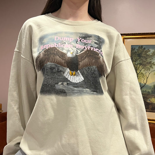DUMP YOUR REPUBLICAN BOYFRIEND animal crewneck with pink text (2XL)