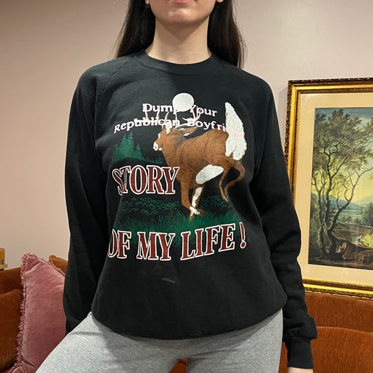 DUMP YOUR REPUBLICAN BOYFRIEND animal crewneck with pink text (XL)