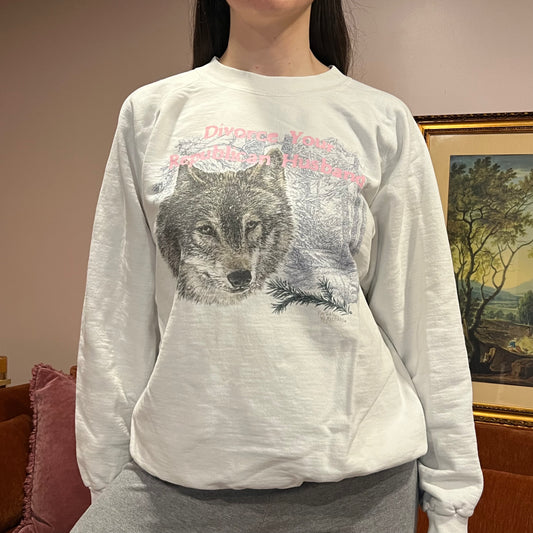DIVORCE YOUR REPUBLICAN HUSBAND animal crewneck with pink text (XL)