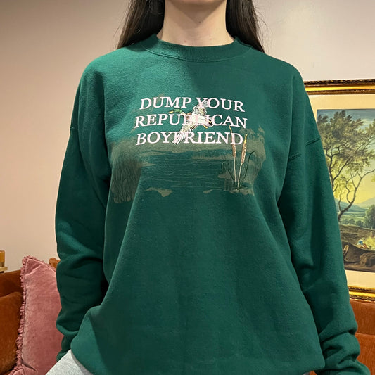 DUMP YOUR REPUBLICAN BOYFRIEND animal crewneck with pink text (XL)