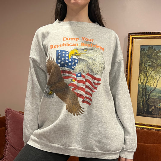 DUMP YOUR REPUBLICAN BOYFRIEND animal crewneck with orange text (2XL)
