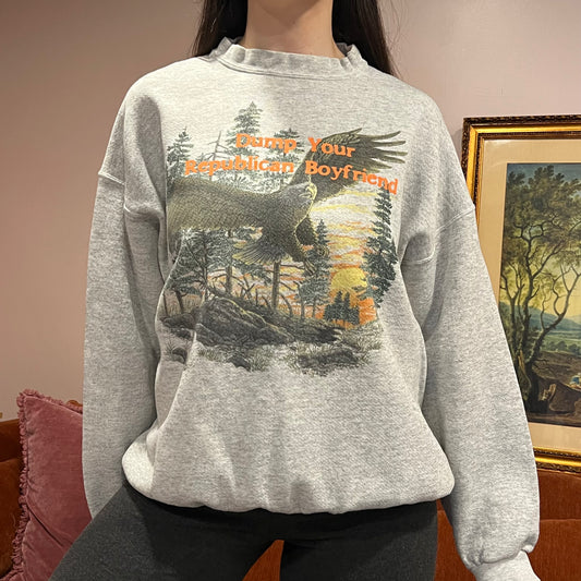 DUMP YOUR REPUBLICAN BOYFRIEND animal crewneck with orange text (XL)