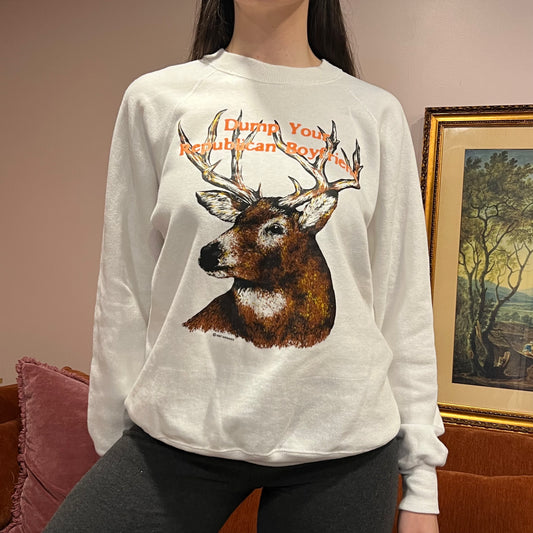 DUMP YOUR REPUBLICAN BOYFRIEND animal crewneck with orange text (XL)