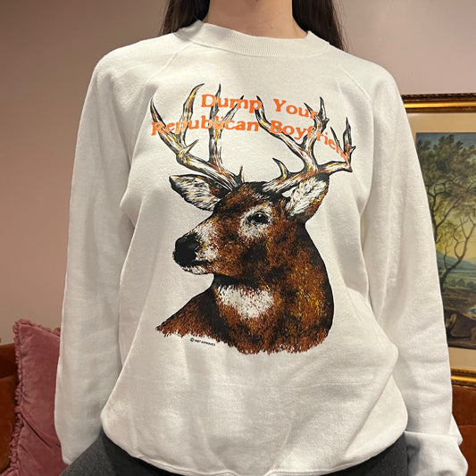 DUMP YOUR REPUBLICAN BOYFRIEND animal crewneck with orange text (XL)