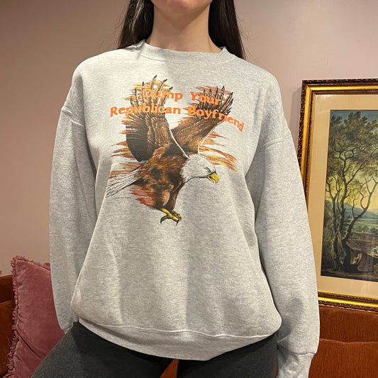 DUMP YOUR REPUBLICAN BOYFRIEND animal crewneck with orange text (XL)