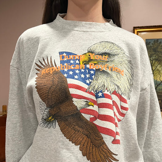 DUMP YOUR REPUBLICAN BOYFRIEND animal crewneck with orange text (XL)