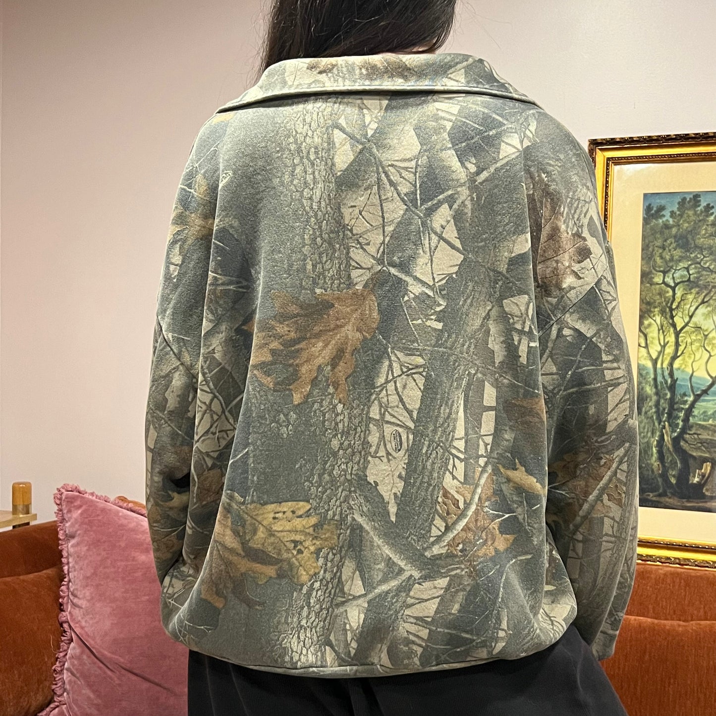 DUMP YOUR REPUBLICAN BOYFRIEND camo zip-up with pink text (XL)