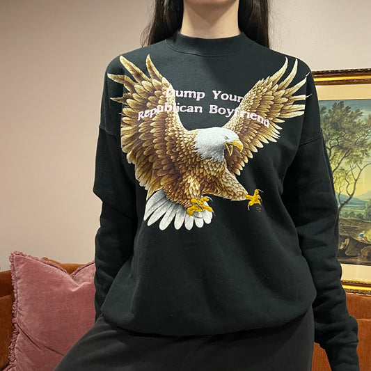 DUMP YOUR REPUBLICAN BOYFRIEND animal crewneck with pink text (XL)