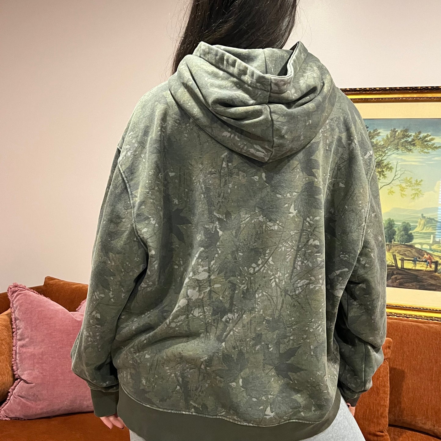 DUMP YOUR REPUBLICAN BOYFRIEND camo hoodie with white text (XL)